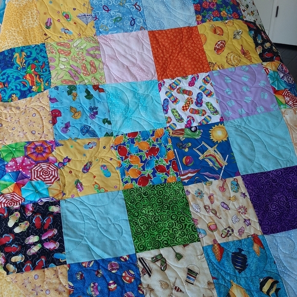 Colorful Handmade Patchwork Quilt - Picture 6 of 9